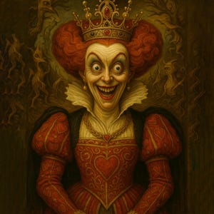 Queen of Hearts Art Print – Alice in Wonderland Inspired Wall Decor - The Queen of Hearts Smiles