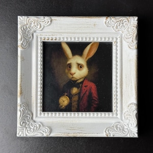 White Rabbit Art Print: Framed Surreal Wonderland Portrait