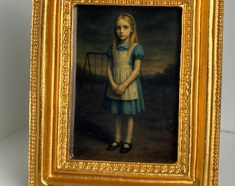 Alice in Wonderland Mini Framed Art Print: Golden Wood Frame, Gothic Decor