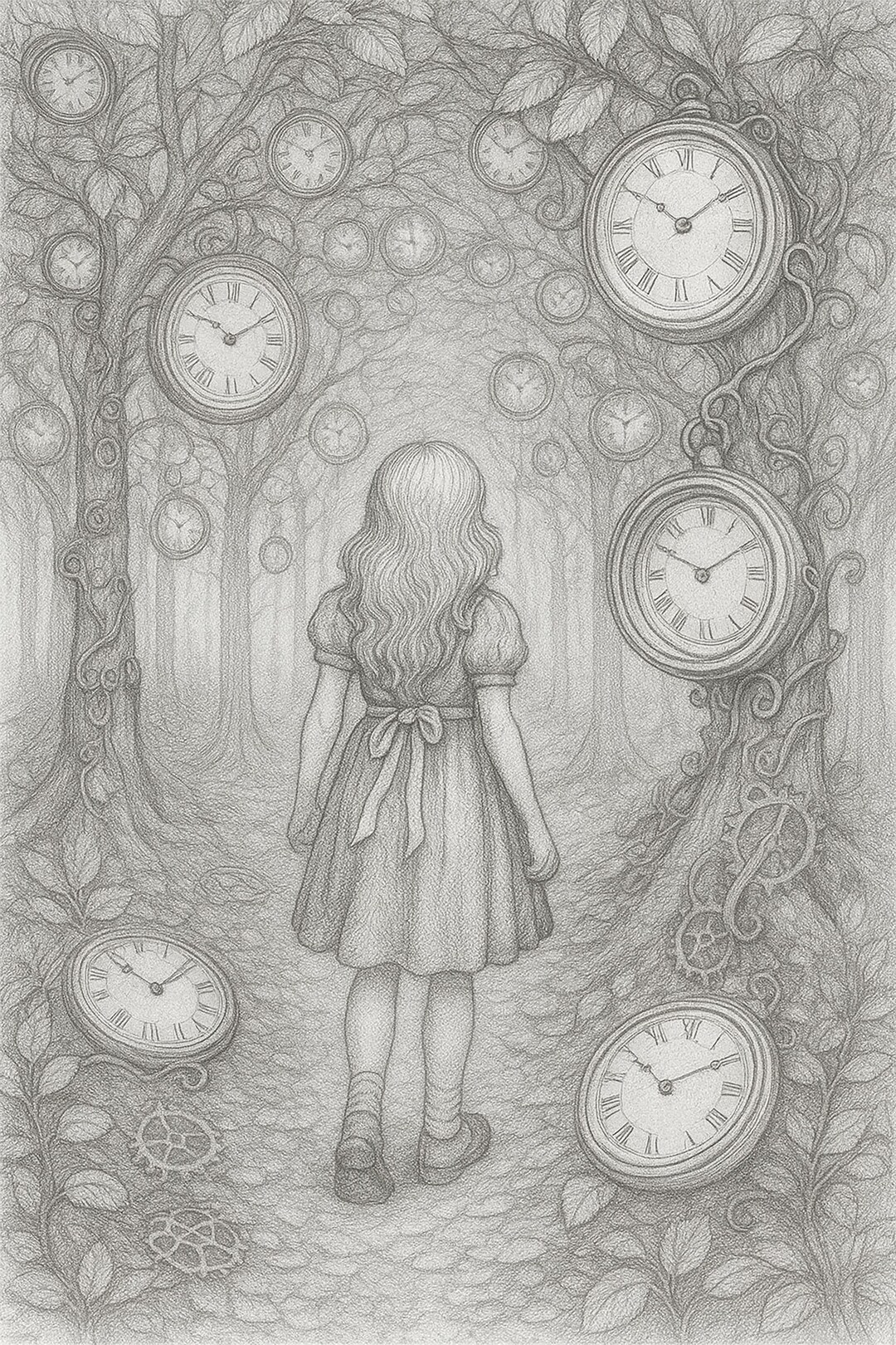 Clockwork Forest – Wonderland Coloring Page – 8.5x11” PDF - Etsy