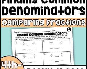 Fractions Worksheets: Finding Common Denominators, 4th-5th Grade (5 Worksheets)