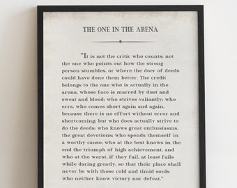 The One in the Arena, Theodore Roosevelt Inspirational Quote Print, Wall Art Decor, Gender Neutral No-Binary Graduation Gift For Them, They