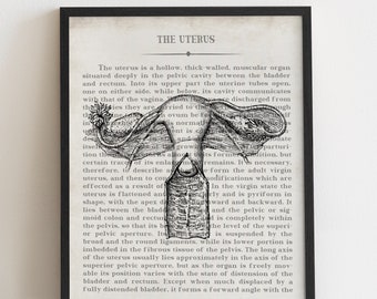 Gift for OBGYN, Uterus Vintage Anatomy Art Print, Gynecologist Office Wall Art, Ovary Wall Art, Gift for Gynecologist, OB Office Decor