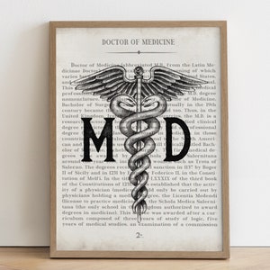 MD Art Print Medical School Medical Student Doctor White Ceremony Graduation Gift & Office Decor image 1