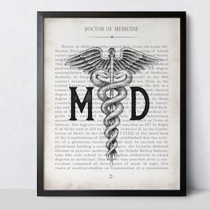 MD Art Print Medical School Medical Student Doctor White Ceremony Graduation Gift & Office Decor image 5