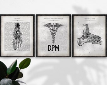 Podiatrist Gift Ankle DPM and Foot Vintage Anatomy  Art Print Set of 3 Podiatry Graduation Gift & Office Decor