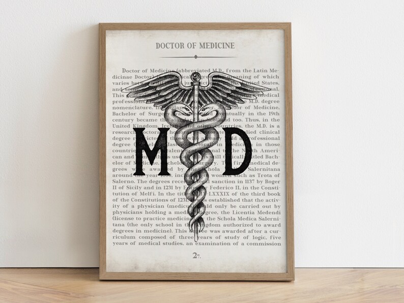 MD Art Print Medical School Medical Student Doctor White Ceremony Graduation Gift & Office Decor image 1