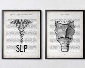 Speech Language Pathologist Gift Vintage Anatomy  Art Print Set of 2 Speech Therapist Speech Therapy Graduation Gift