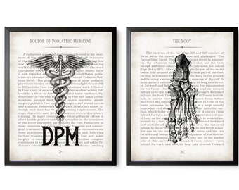 Podiatrist Gift DPM & Foot Vintage Anatomy  Art Print Set of 2 Podiatry Student Graduation Gift