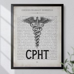 CPHT Pharmacy Tech Art Print Pharmacy Student Graduation Gift, Graduation Gift image 2
