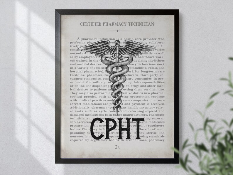 CPHT Pharmacy Tech Art Print Pharmacy Student Graduation Gift, Graduation Gift image 2