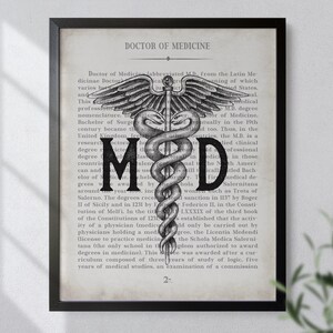 MD Art Print Medical School Medical Student Doctor White Ceremony Graduation Gift & Office Decor image 2