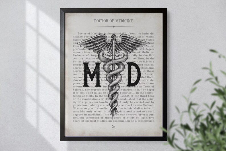 MD Art Print Medical School Medical Student Doctor White Ceremony Graduation Gift & Office Decor image 2