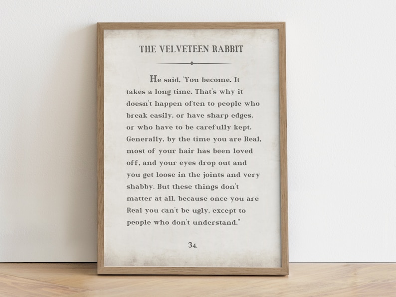 The Velveteen Rabbit Quote Childrens Literature Wall Art Print and Decor for Kids Room Playroom and Baby Nursery Bild 1