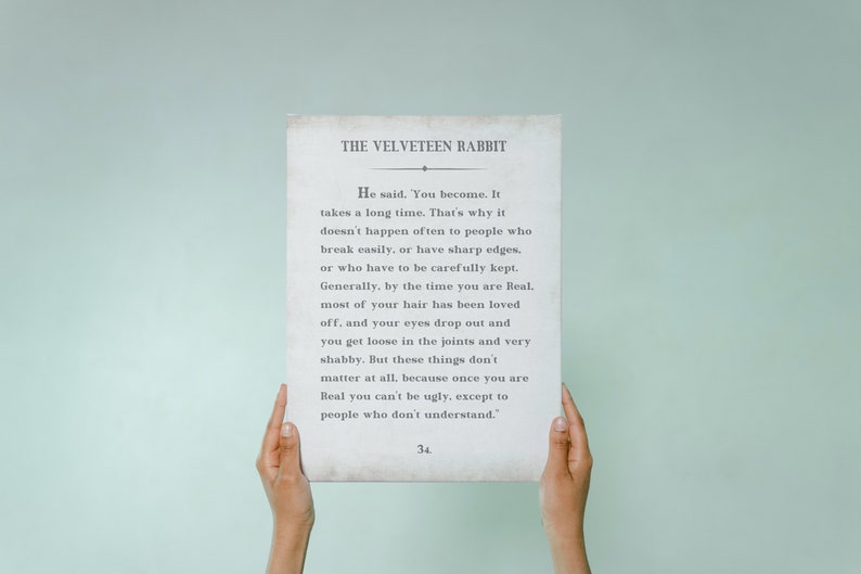 The Velveteen Rabbit Quote Childrens Literature Wall Art Print and Decor for Kids Room Playroom and Baby Nursery Bild 3