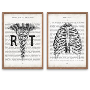 Radiology Tech Art Print Set: Vintage Anatomy Chest & RT Gift image 1