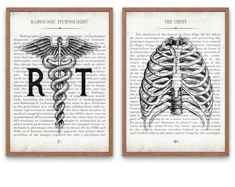 Radiologist Technologist Gift RT and Chest Vintage Anatomy  Art Print Set of 2 Gift for Xray Tech Rad Tech Radiology Tech