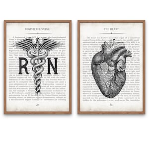RN Gift, Registered Nurse Wall Art Print Set of 2, Nursing School Student Graduation Gift, Nurse Office Decor,  Thank You Gift for Nurse