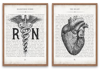 RN Gift, Registered Nurse Wall Art Print Set of 2, Nursing School Student Graduation Gift, Nurse Office Decor,  Thank You Gift for Nurse