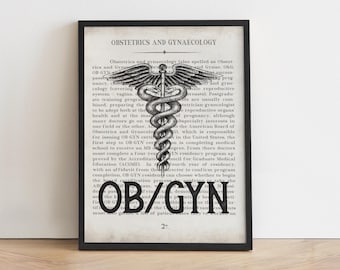 Gold Caduceus OBGYN Art Obstetrics Art Gynecology Poster Medical Symbol ...
