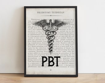 Impression d'art pour technicien en phlébotomie PBT, cadeau de remise des diplômes et décoration de bureau