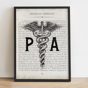 Physician Assistant Gift: Vintage PA Definition Art Print, Graduation Gift