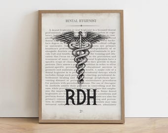 RDH Caduceus Print: Dental Hygienist Office Decor, Graduation Gift