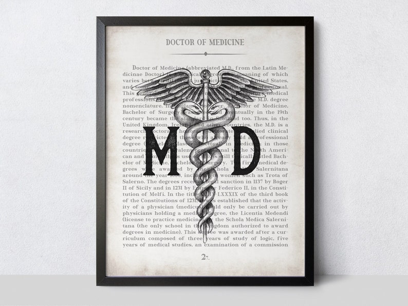 MD Art Print Medical School Medical Student Doctor White Ceremony Graduation Gift & Office Decor image 5