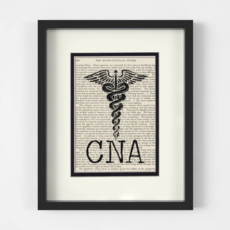 Cna Gift Certified Nursing Assistant Vintage Anatomy Book Page Art Print - 
