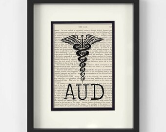 Audiologist, AUD Vintage Anatomy Book Page Art Print - AUD Hearing Doctor Graduation Gift & Office Decor