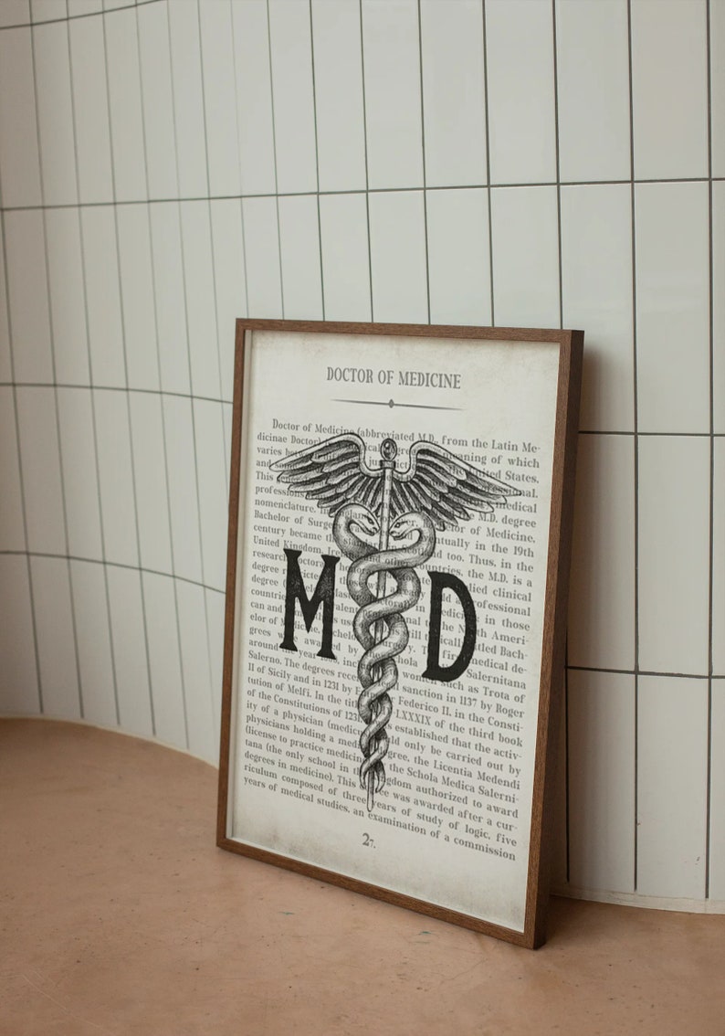 MD Art Print Medical School Medical Student Doctor White Ceremony Graduation Gift & Office Decor image 7