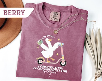 Comfort Colors® Communication Looks Different For Everyone Silly Goose Tee, SLP Goose Shirt, Speech Therapist Tee Sweatshirt, Funny SLP Gift