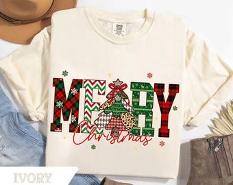 Comfort Colors® Merry Christmas Sweatshirt, Christmas Tree Shirt, Women's Christmas Shirt, Womens Holiday Shirt, Christmas Gift