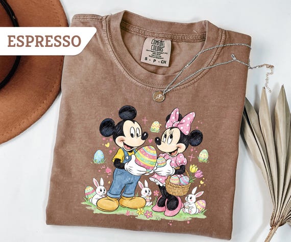 Comfort Colors® Disney Happy Easter Shirt, Mickey and Minnie Bunny Easter Sweater, Disney Easter Eggs Shirt, Disneyland Easter Vacation Tee