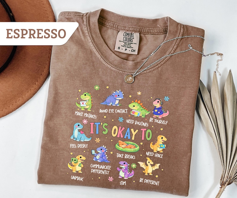 Comfort Colors® It’s Okay To Neurodiversity Shirt, Autism Awareness Tee, Cute Dinosaur Special Education Sweatshirt, SPED Teacher Gift image 5