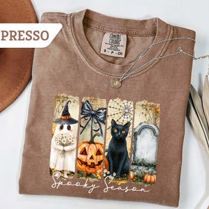 Comfort Colors® Spooky Season Shirt, Spooky Season Sweatshirt, Halloween Vibes Tshirt, Women&#39;s Trendy Fall Gift, Retro Halloween Aesthetic