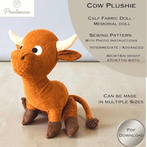Stuffed Cow Sewing Pattern PDF | Cute Farm Animal Plushie Pattern | DIY Soft Toy Tutorial | Handmade Cow Plush Pattern | Digital Download Se