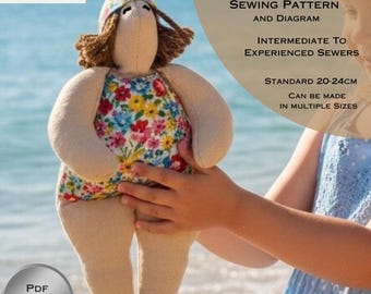 Beach Rag Doll Sewing Pattern: Soft Fabric Doll (PDF Download)