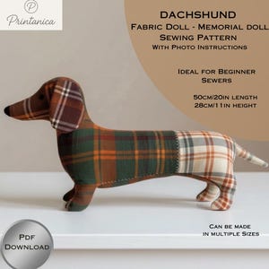Patron de couture pour poupée teckel en tissu : poupée commémorative en tissu doux (téléchargement PDF)