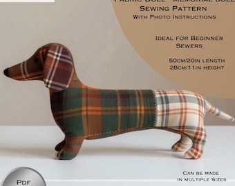 Dachshund Fabric Doll Sewing Pattern: Soft Fabric Memorial Doll (PDF Download) - Photo Tutorial in English and French