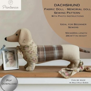 Patron de couture pour poupée teckel en tissu : chien commémoratif (téléchargement PDF)