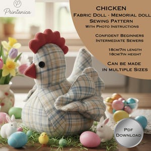 Easter Farm Chicken Fabric Doll Sewing Pattern: Memorial Doll (PDF Download)
