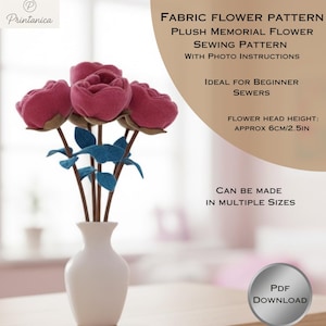 Mönster för sömnad av tygblommor: Mönster med mjuka plyschrosor och detaljerad fotohandledning (PDF-nedladdning)