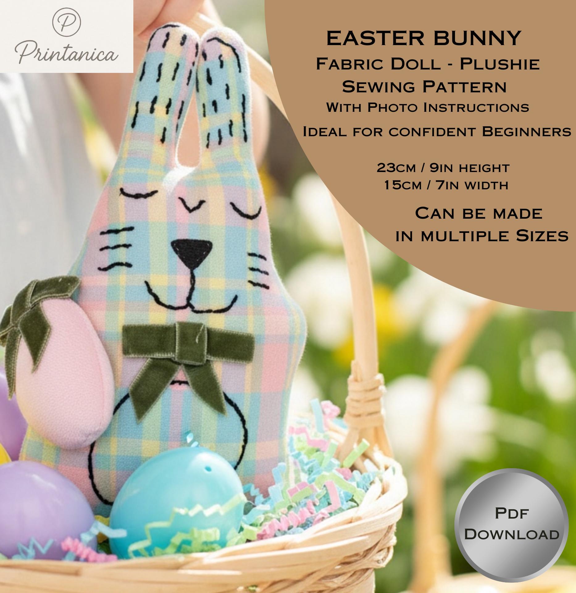 Easter Bunny Plushie Sewing Pattern: Stuffed Animal With Egg (PDF ...