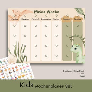 Planificador semanal para niños, plan semanal para dinosaurios, plan semanal Montessori, plan de rutinas para niños, resumen semanal para familias, planificador de actividades para niños