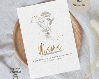 Mother's Day card to print, last minute Mother's Day gift, Mother's Day printable, Mother's Day gift idea, minimalist design, PDF
