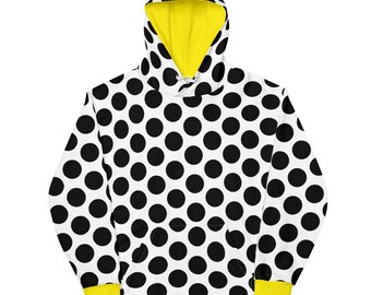 Hoodie Featuring Fun Black Dots, Unisex Fashion Choice for Everyday Comfort