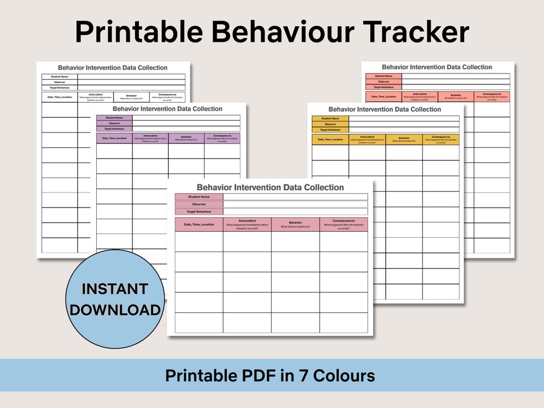 Printable Behaviour Tracker - Etsy