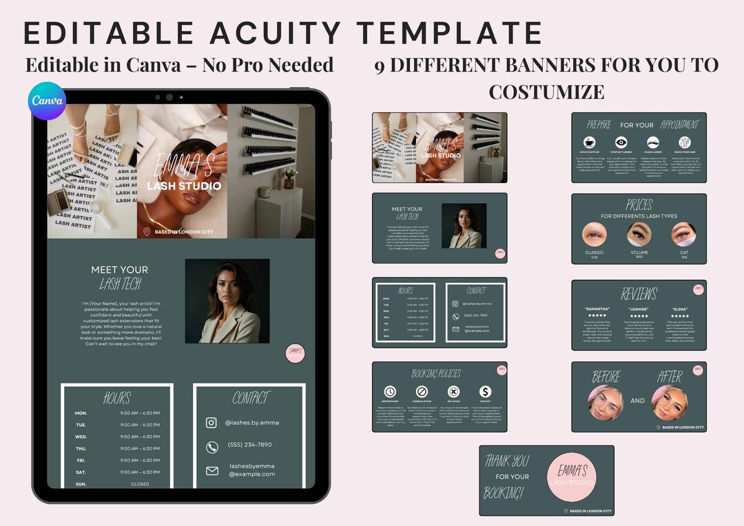 Editable Acuity Booking Site Template DIY Lash Tech Website / Boho