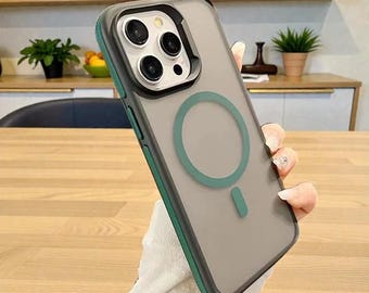 Luksusowe, matowe, dwukolorowe etui Magsafe na iPhone'a – wstrząsoodporny silikonowy zderzak